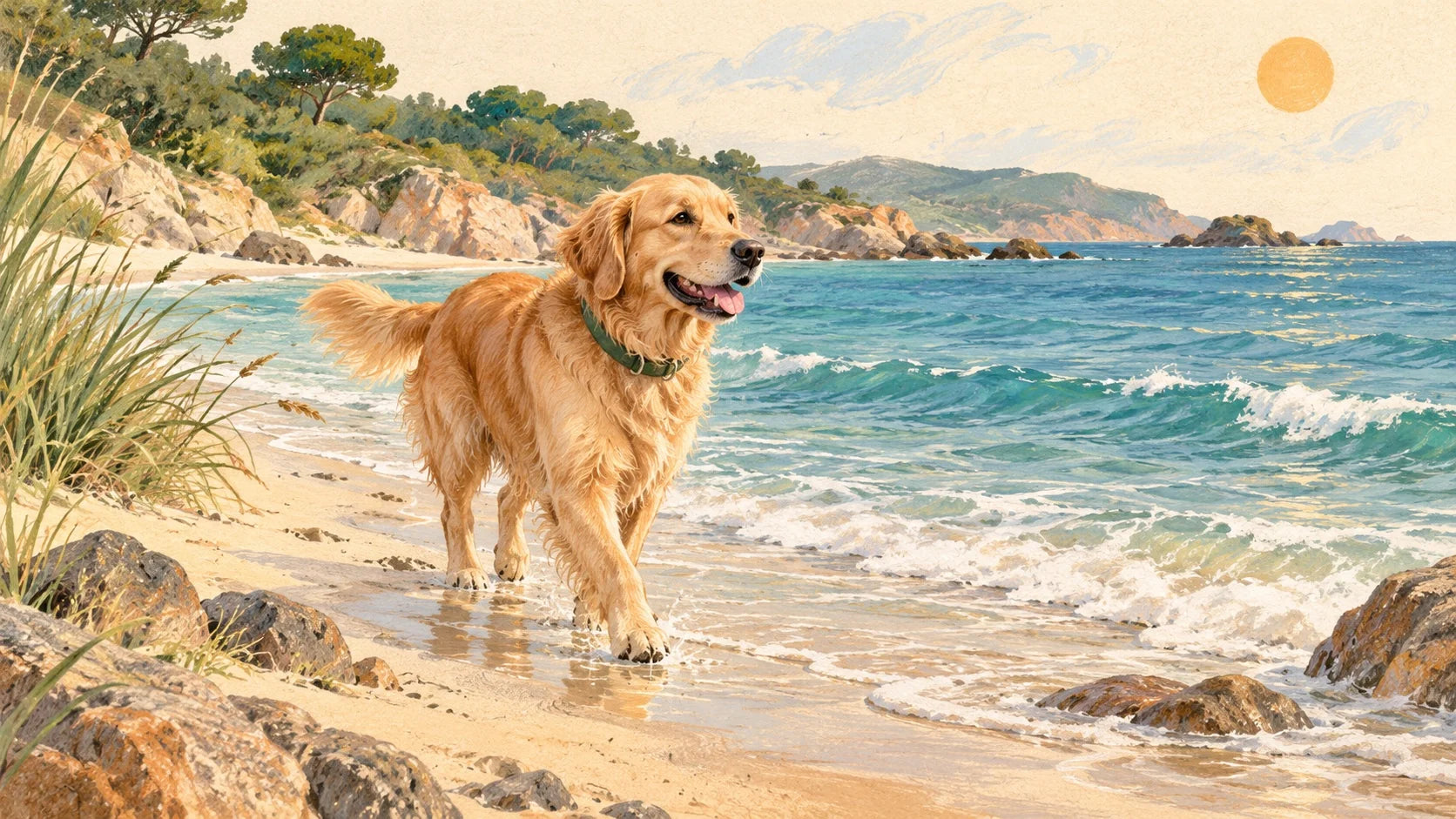 Ilustración de ambiente para un plan con perro